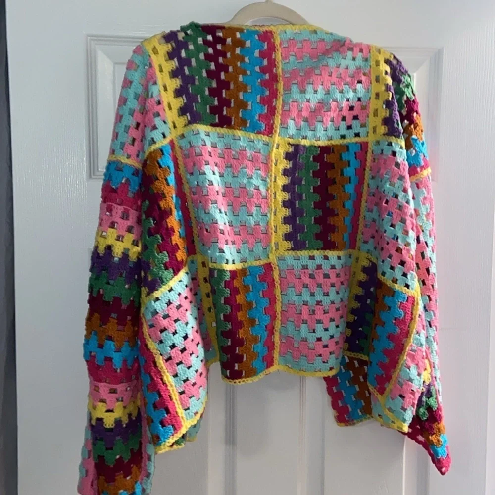 POL NWOT one size Granny Square Cardigan - Picture 6 of 6